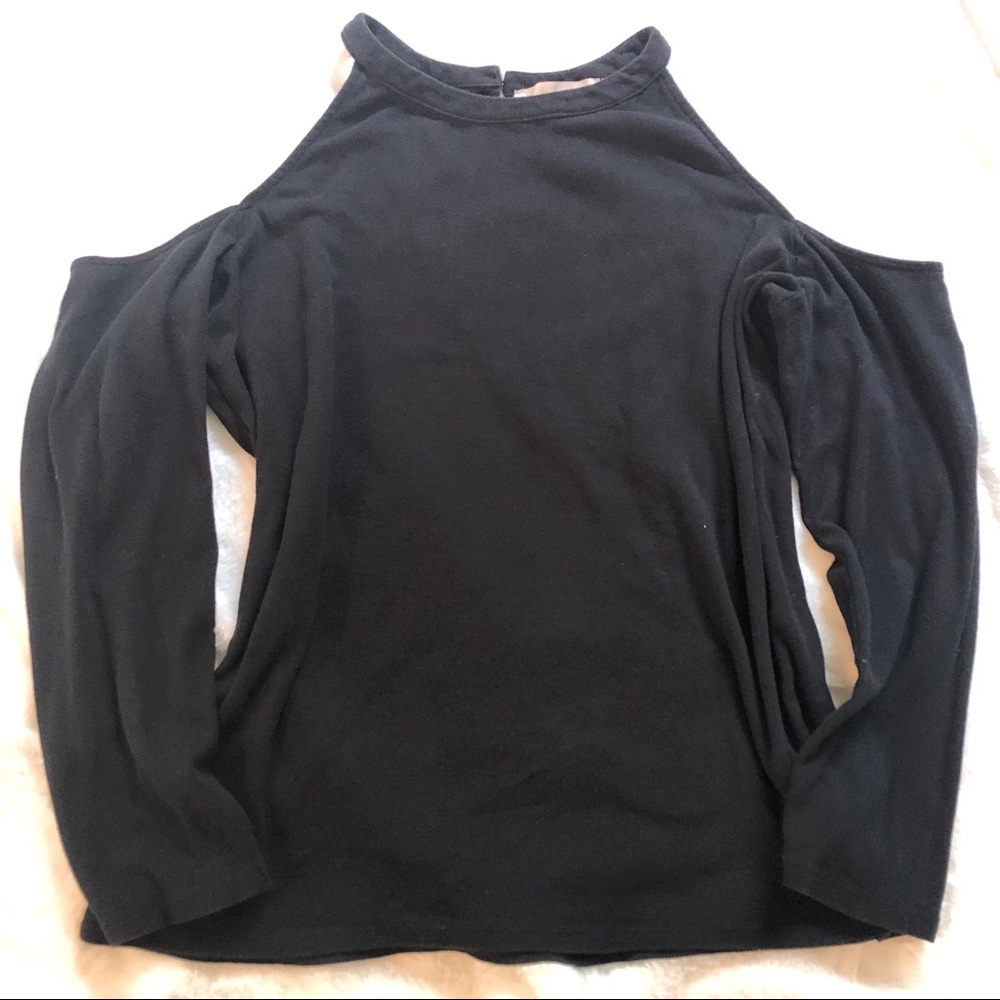 Loft Black High neck Cold Shoulder Shirt